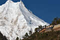 Buddhist Monastery In Front Of Manaslu Peak