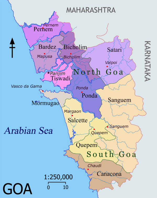 north goa tourism map